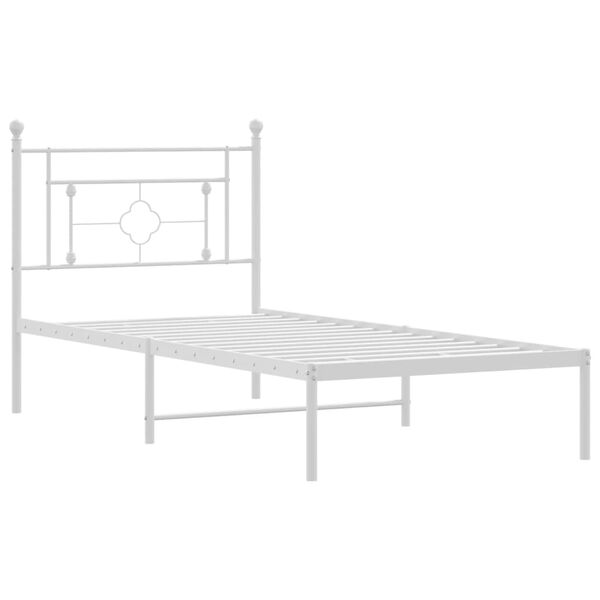 vidaXL Cadre de lit m&eacute;tal sans matelas et t&ecirc;te de lit blanc 100x190 cm
