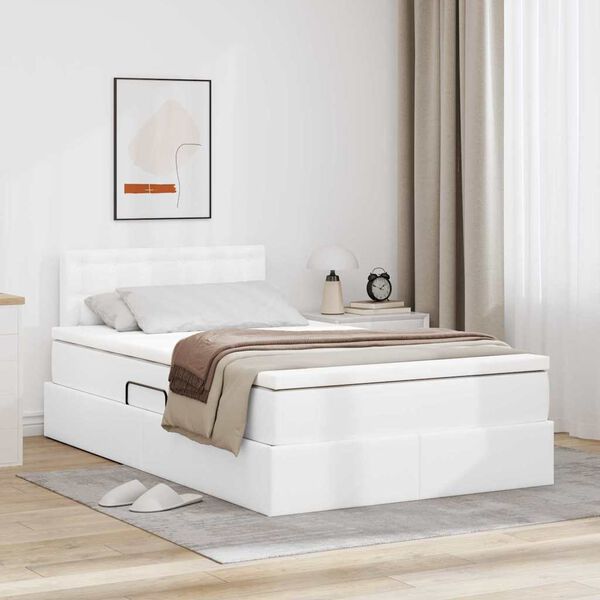 vidaXL Lit avec rangement et matelas Blanc pur 120 x 200 cm