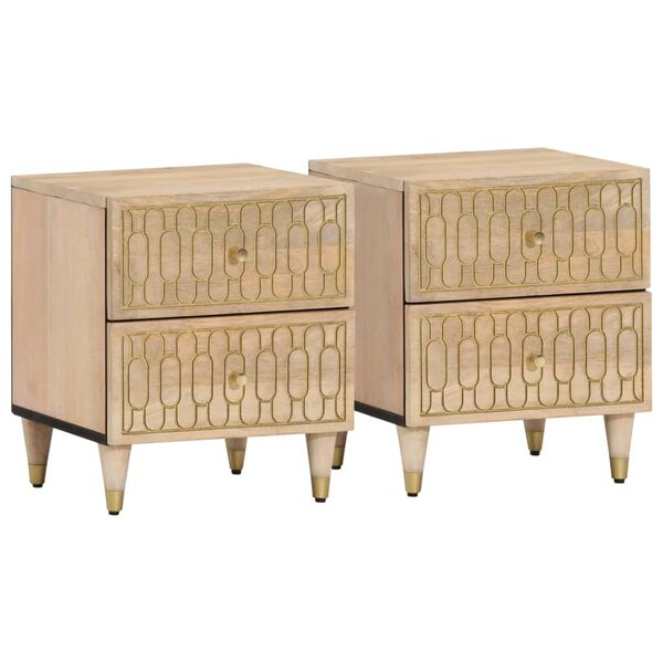 vidaXL Tables de chevet 2 pcs 40x33x46 cm Bois de manguier solide