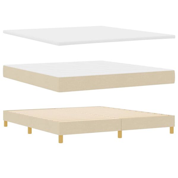 vidaXL Lit &agrave; ressorts avec matelas Cr&egrave;me 200 x 180 cm Polyester