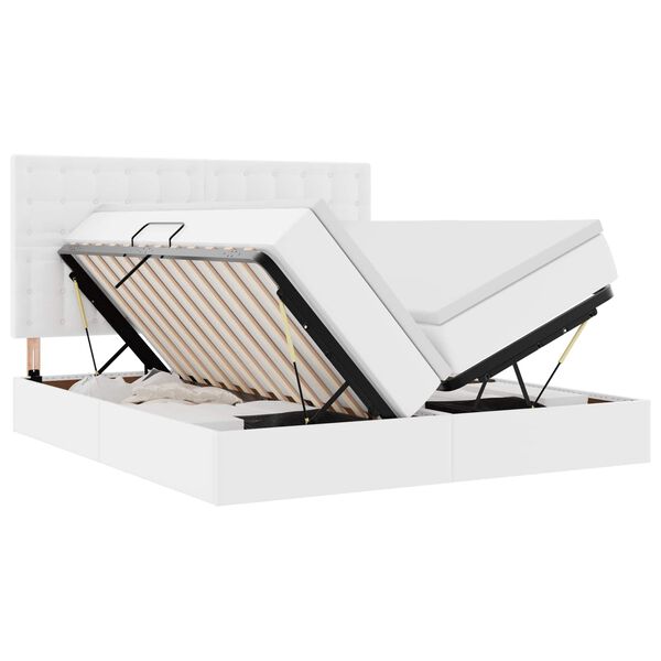vidaXL Lit avec rangement et LED Blanc pur 200 x 200 cm Simili cuir