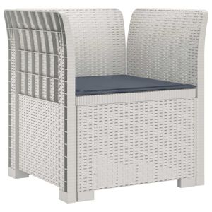 vidaXL Fauteuil 1 place avec coussin look rotin PP Blanc