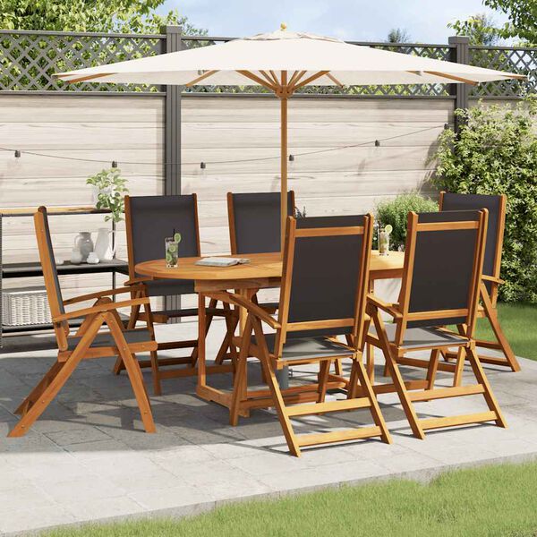 vidaXL Ensemble &agrave; manger de jardin 5pcs bois d'acacia solide textil&egrave;ne