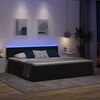 vidaXL Lit avec rangement et LED avec matelas Noir 200 x 200 cm tissu
