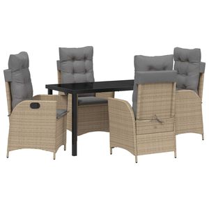 vidaXL Ensemble de salle &agrave; manger pour jardin 5 pcs Beige polyrotin