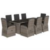 vidaXL Ensemble &agrave; manger de jardin 9 pcs coussins gris r&eacute;sine tress&eacute;e