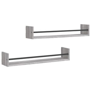 vidaXL &Eacute;tag&egrave;res murales avec barres 2 pcs sonoma gris 80x16x14 cm