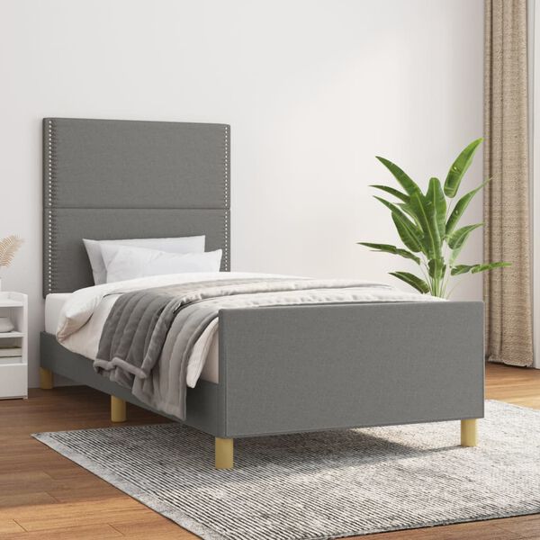vidaXL Cadre de lit sans matelas gris fonc&eacute; 90x190 cm tissu