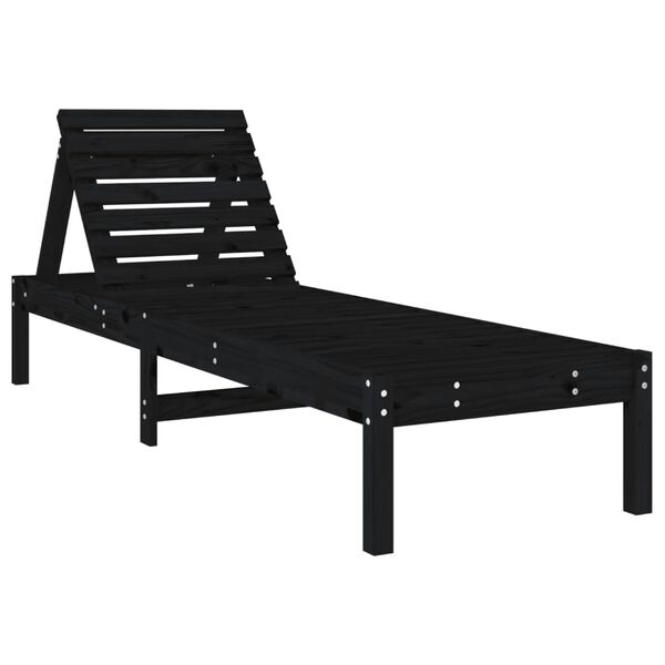 vidaXL Chaise longue noir 199,5x60x74 cm bois massif de pin
