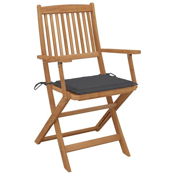vidaXL Chaises pliables d'ext&eacute;rieur et coussins lot de 8 Bois d'acacia