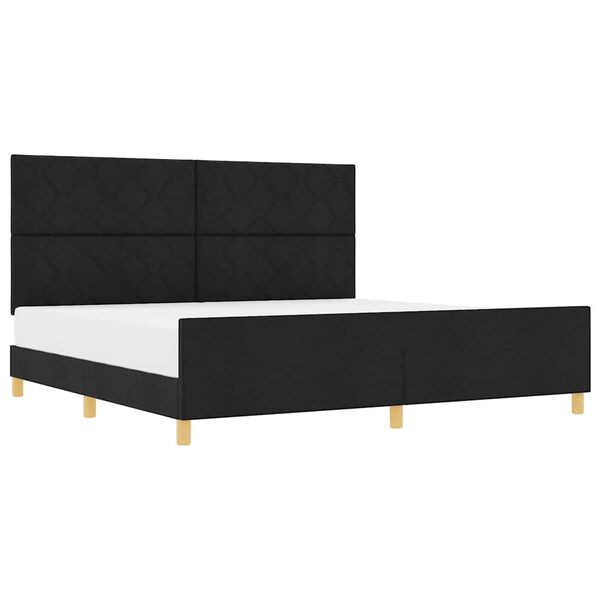 vidaXL Cadre de lit avec t&ecirc;te de lit Noir 200 x 200 cm tissu