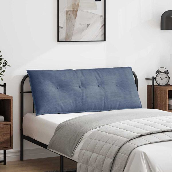 vidaXL Coussin de Dos Bleu 120 x 50 cm Tissu en velours c&ocirc;tel&eacute;