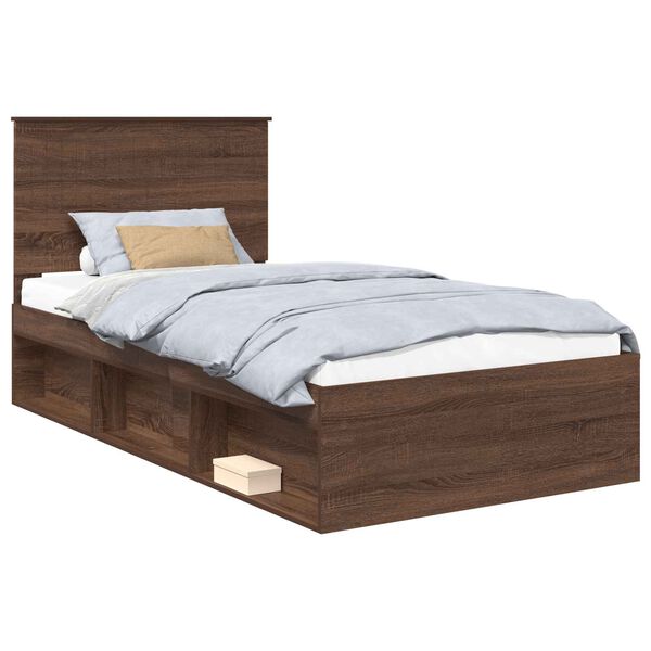 vidaXL Cadre de lit Ch&ecirc;ne brun 100 x 200 cm Bois de pin massif