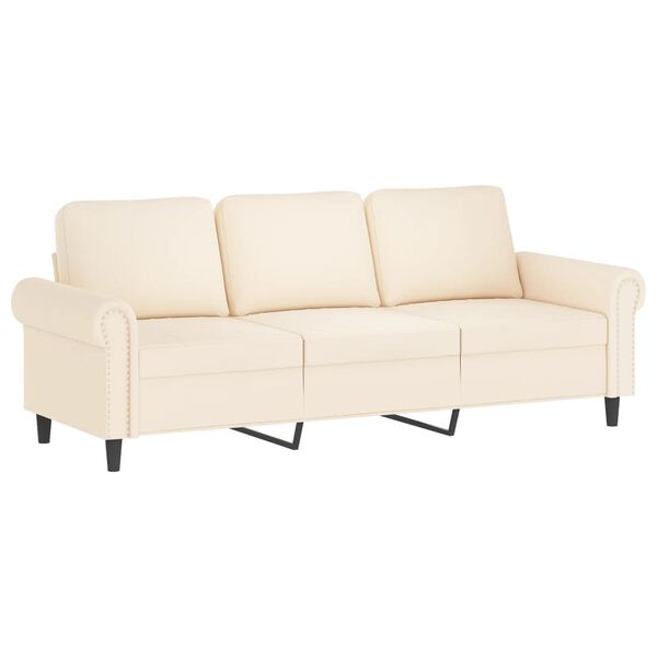 vidaXL Canap&eacute; &agrave; 3 places avec repose-pieds Cr&egrave;me 180 cm Velours