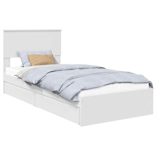 vidaXL Lit de Rangement Blanc 90 x 200 cm Bois d'ing&eacute;nierie