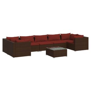 vidaXL Salon de jardin 8 pcs avec coussins r&eacute;sine tress&eacute;e marron