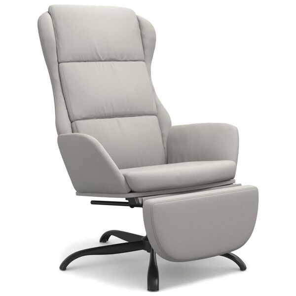 vidaXL Chaise de relaxation et repose-pied Gris clair Tissu microfibre