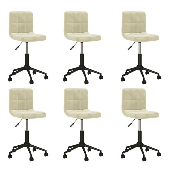vidaXL Chaises pivotantes &agrave; manger lot de 6 cr&egrave;me velours
