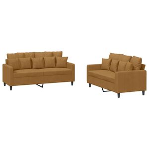 vidaXL Ensemble de canap&eacute;s 2 pcs avec coussins Marron Velours