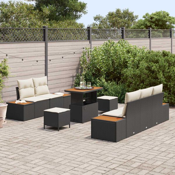 vidaXL Ensemble de canap&eacute; de jardin 8 pcs Noir polyrotin
