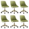 vidaXL Chaises pivotantes à manger lot de 6 vert clair velours