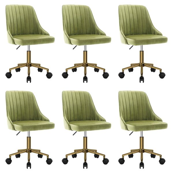vidaXL Chaises pivotantes à manger lot de 6 vert clair velours
