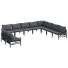 vidaXL Ensemble de canap&eacute; de jardin avec coussin 10 pcs Noir Acier