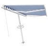 vidaXL Auvent manuel r&eacute;tractable avec LED 350x250 cm Bleu et blanc