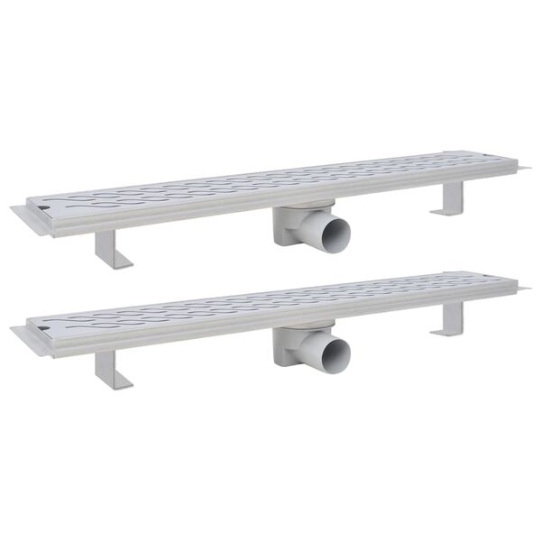 vidaXL Drain de douche lin&eacute;aire 2 pcs Vague 730x140mm Acier inoxydable