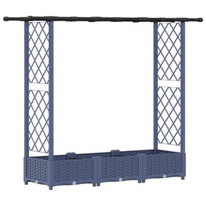 vidaXL Lit &Eacute;lev&eacute; avec Treillis et Toit Gris 164 x 40 x 121 cm PP