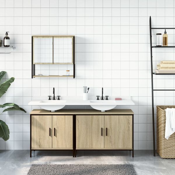 vidaXL Ensemble de meubles de salle de bain 3 pcs ch&ecirc;ne sonoma
