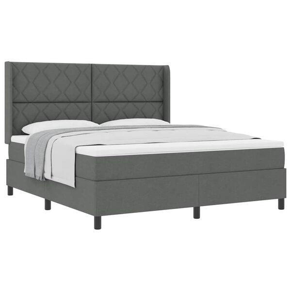 vidaXL Lit &agrave; ressorts avec matelas Gris fonc&eacute; 180 x 200 cm tissu