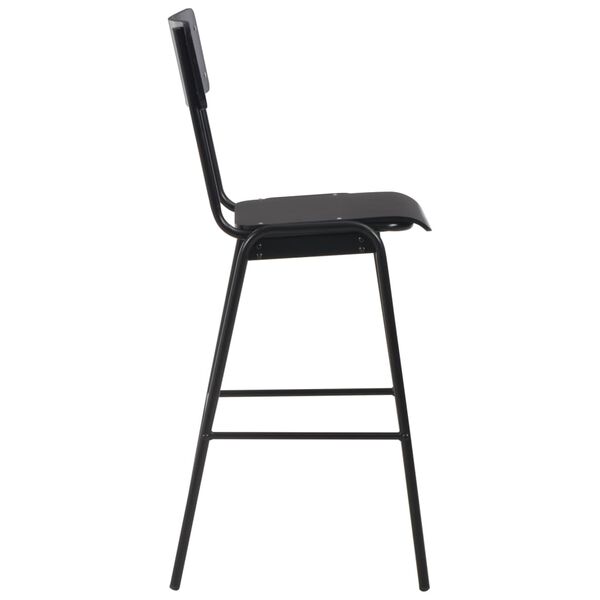 vidaXL Chaises de bar lot de 2 noir contreplaqué solide et acier
