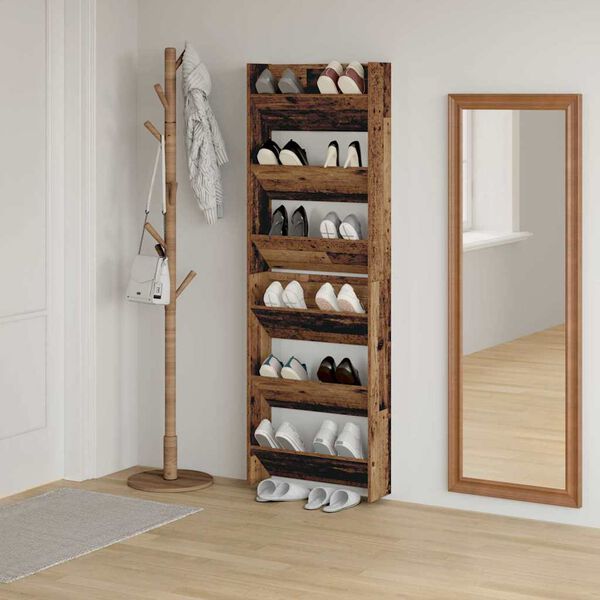 vidaXL Cabinet &agrave; chaussures 2 pcs Bois ancien 60 x 18 x 90 cm