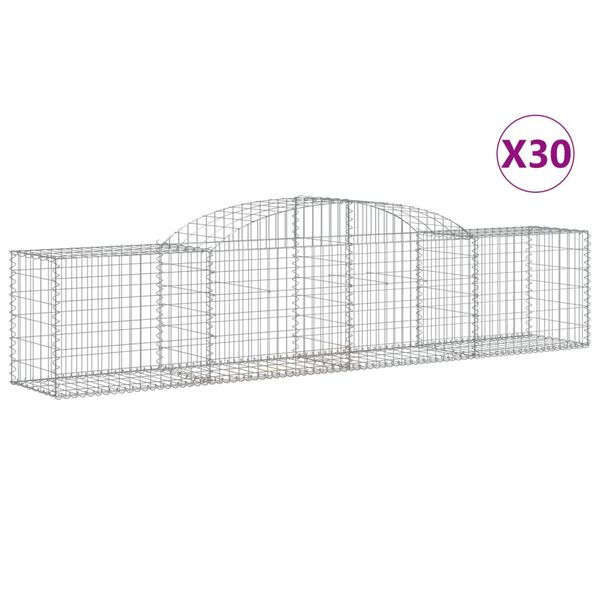 vidaXL Paniers &agrave; gabions arqu&eacute;s 30 pcs 300x50x60/80 cm fer galvanis&eacute;