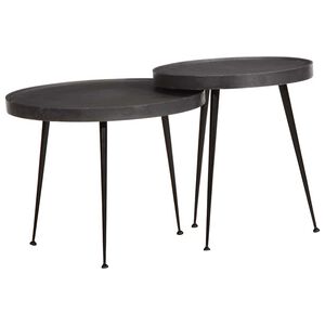 vidaXL Table basse 2 pcs en bois d'ing&eacute;nierie noir