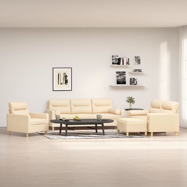 vidaXL Ensemble de canap&eacute;s 3 pcs coussins d&eacute;coratifs et coussins Cr&egrave;me