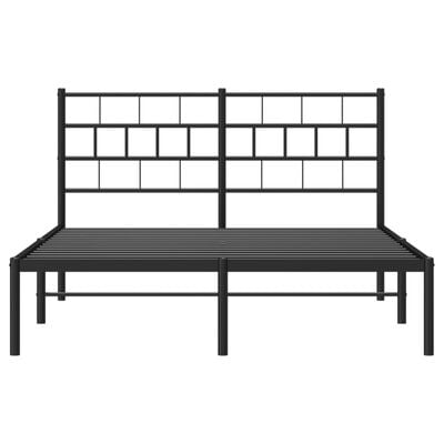 vidaXL Cadre de lit métal sans matelas avec tête de lit noir 150x200cm