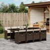 vidaXL Ensemble &agrave; manger de jardin et coussins 9 pcs marron poly rotin