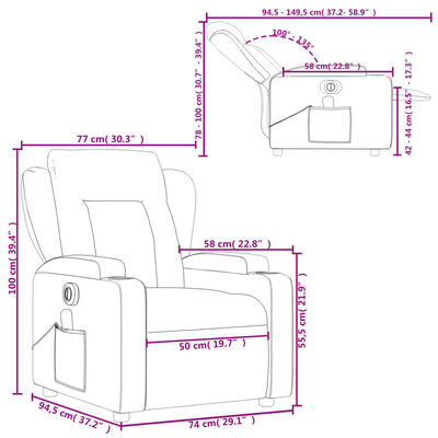 vidaXL Fauteuil de massage inclinable électrique Marron foncé Tissu