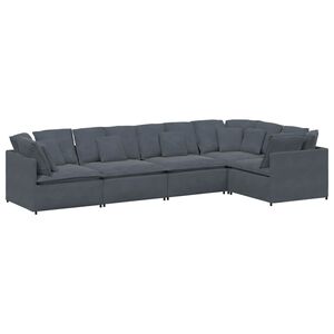 vidaXL Canap&eacute; modulable avec coussins velours gris fonc&eacute;