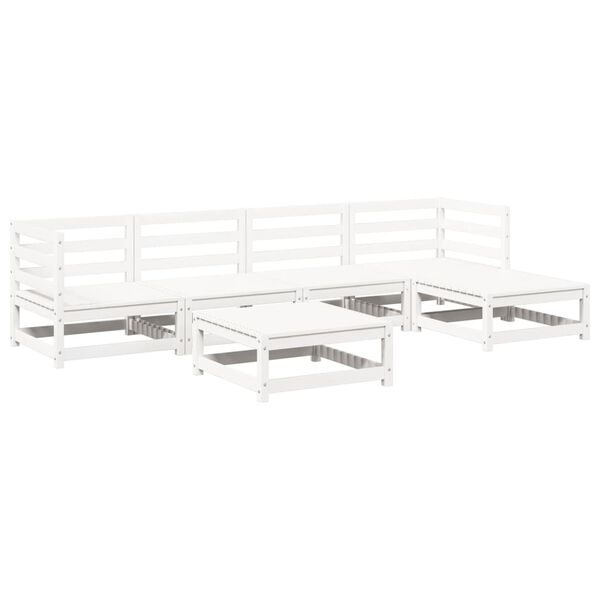 vidaXL Salon de jardin 6 pcs blanc bois de pin massif