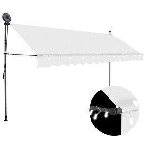 vidaXL Auvent manuel r&eacute;tractable avec LED 350 cm Cr&egrave;me