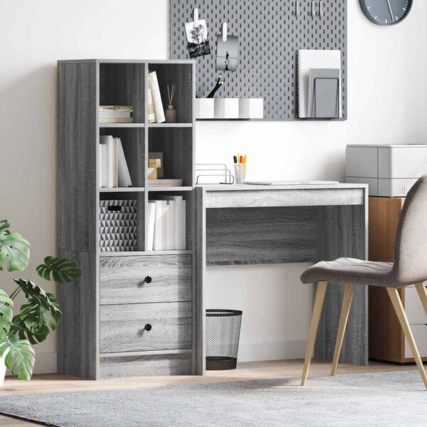 vidaXL Bureau avec tiroir 2 pcs Gris Sonoma