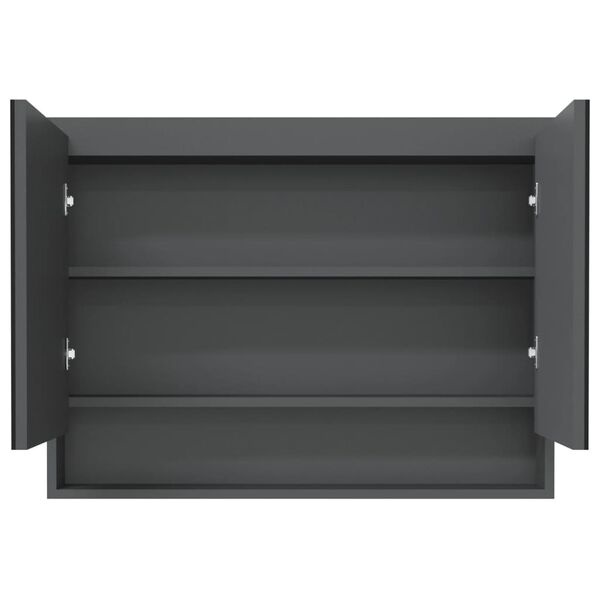 vidaXL Armoire à miroir de salle de bain 80x15x60 cm MDF Gris