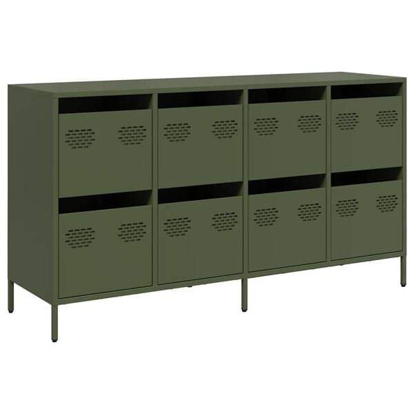 vidaXL Buffet vert olive 135x39x73,5 cm acier laminé à froid