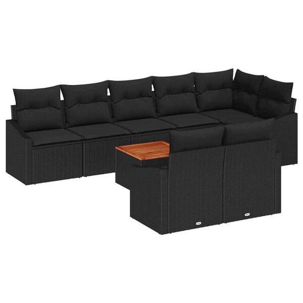 vidaXL Ensemble de canap&eacute; de jardin avec stockage 9 pcs Noir polyrotin