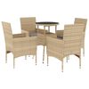 vidaXL Ensemble &agrave; manger de jardin et coussins 5 pcs beige rotin verre