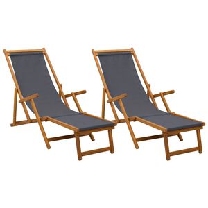 vidaXL Chaise longue pliante 2 pcs 3 Position Bois d'eucalyptus massif