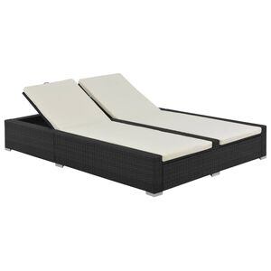 vidaXL Chaise longue double R&eacute;sine tress&eacute;e Noir